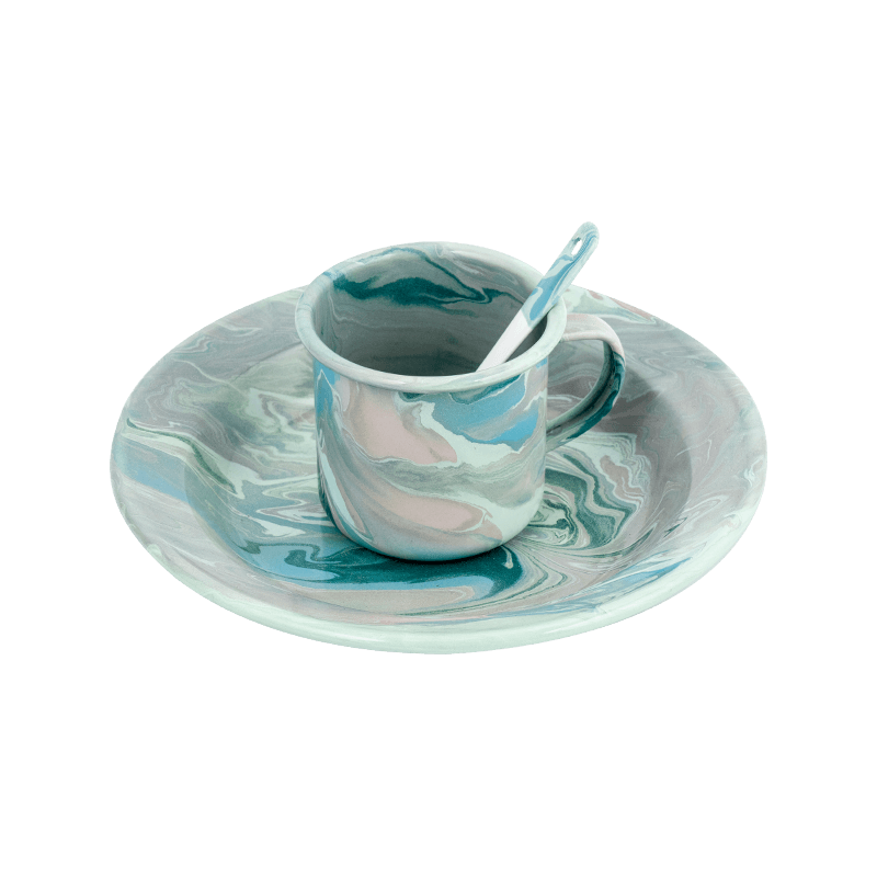 Socraigh taephota enamel bláthanna na hEorpa Socraigh taephota enamel bláthanna na hEorpa